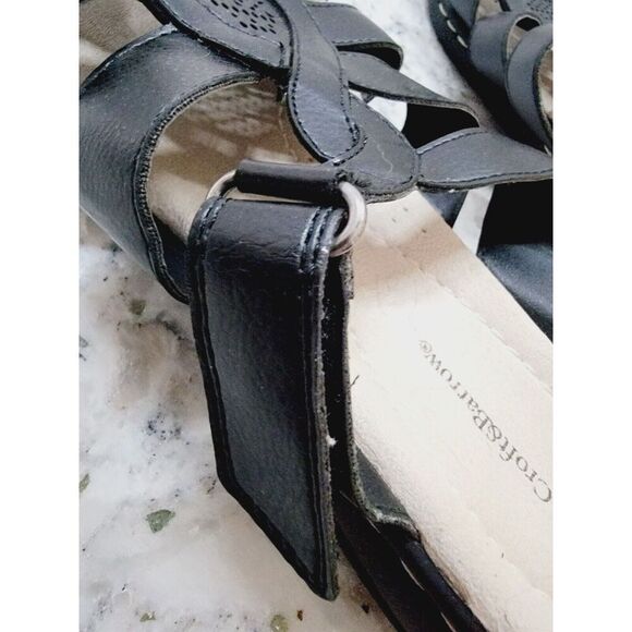 Croft & Barrow Size 7 Dwelling BLACK Strappy SLIDE SANDALS Leather *Defect* - Picture 4 of 9